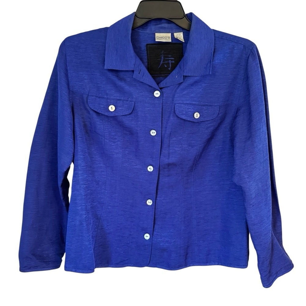 Chico's Royal Blue Button-Front Blouse